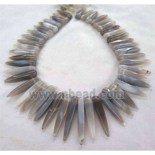 gray agate bullet collar beads, top drilled
