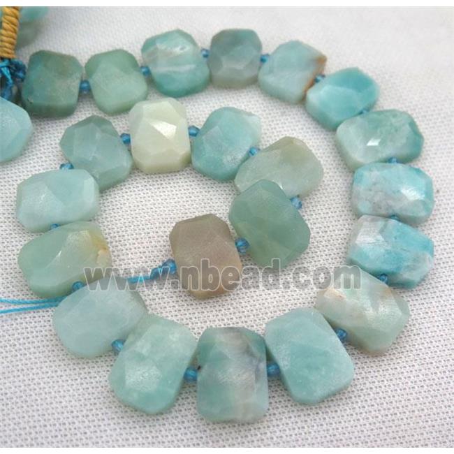 blue Amazonite beads, faceted rectangle