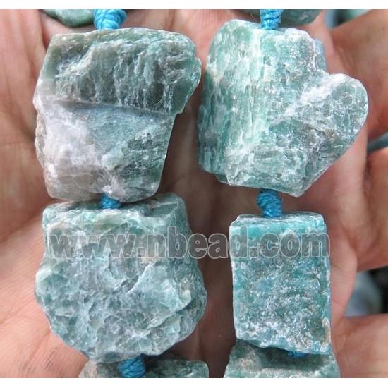 green Russian Amazonite nugget beads, freeform, rough