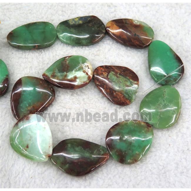 green Australian Chrysoprase slice beads, freeform