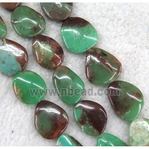 green Australian Chrysoprase slice beads, freeform