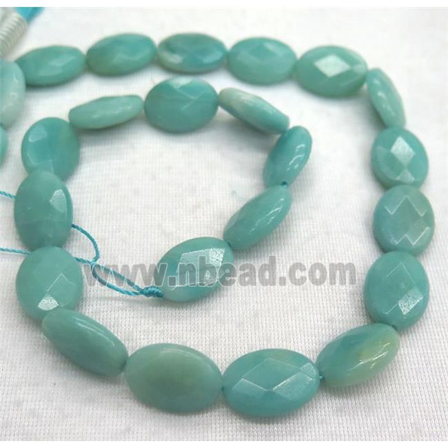 Amazonite bead, faceted oval, A-grade