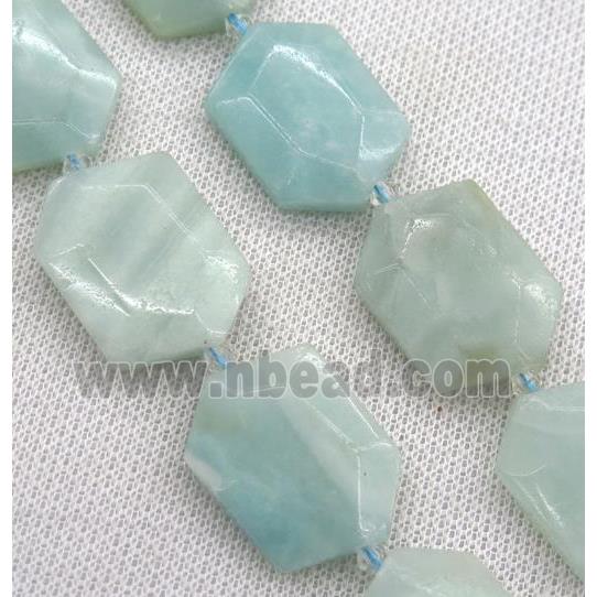 Amazonite slice beads, faceted freeform, blue