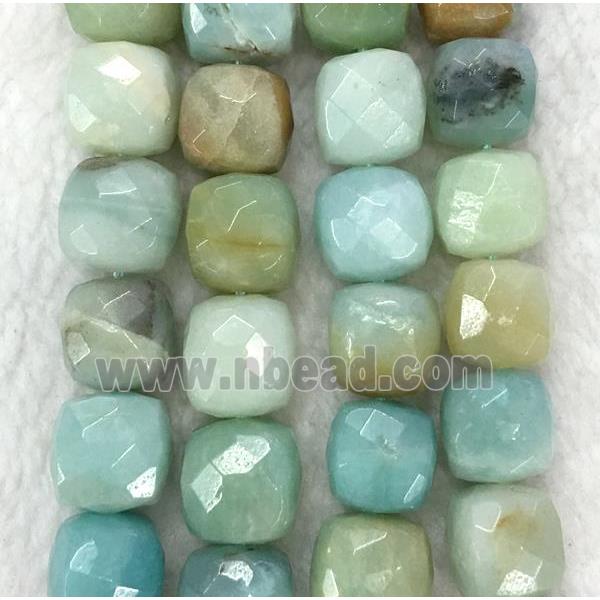 green faceted Amazonite cube beads