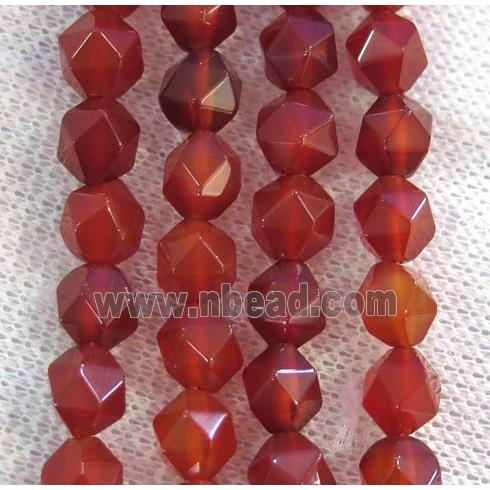 red agate beads ball, faceted round
