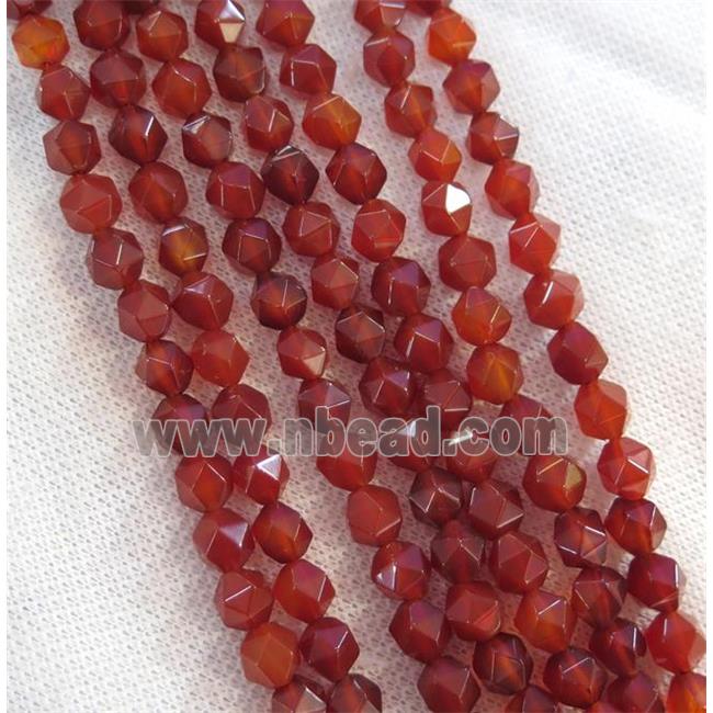 red agate beads ball, faceted round