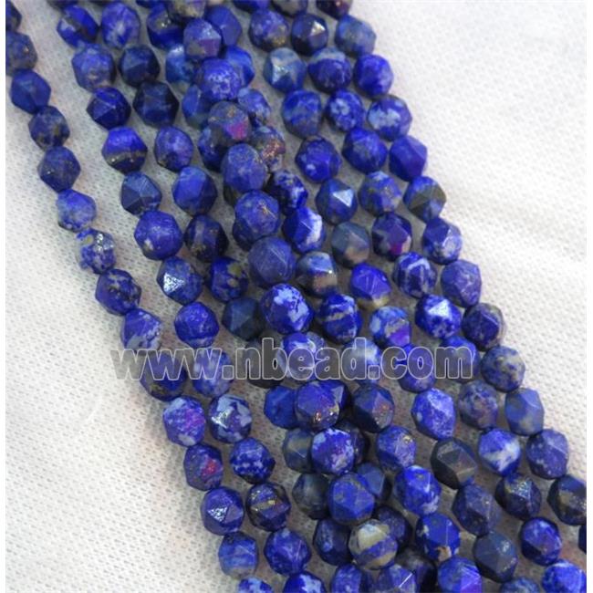 sphere Lapis Lazuli ball beads, faceted round, blue