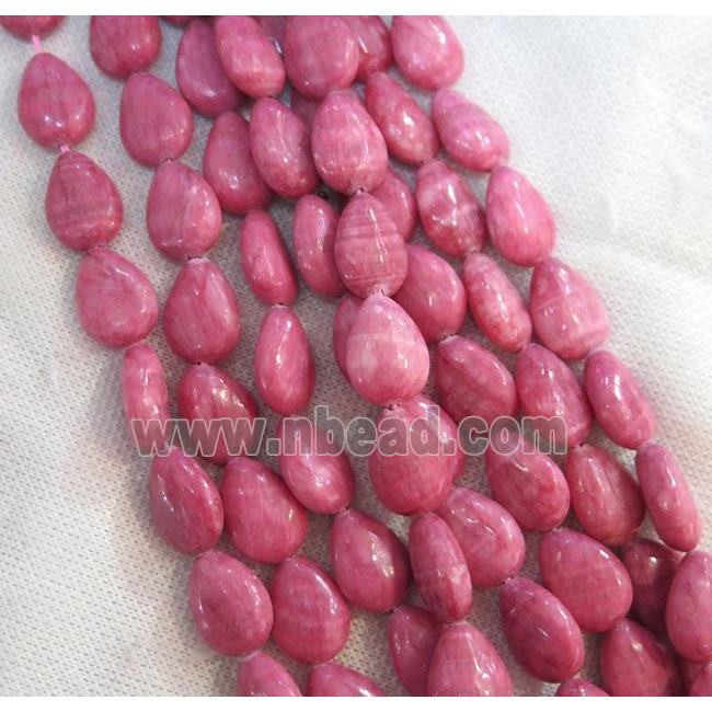 Chinese Rhodonite teardrop beads, dye pink