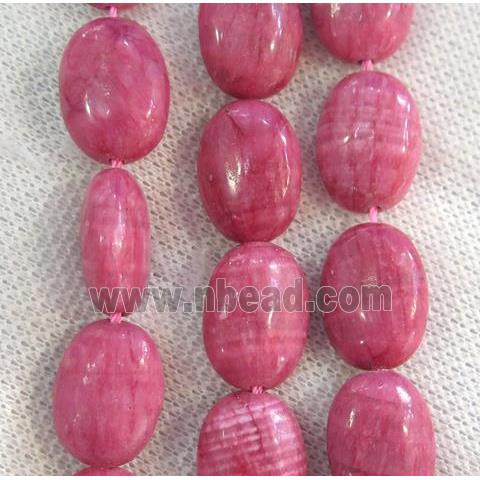 Chinese Rhodonite oval beads, dye pink