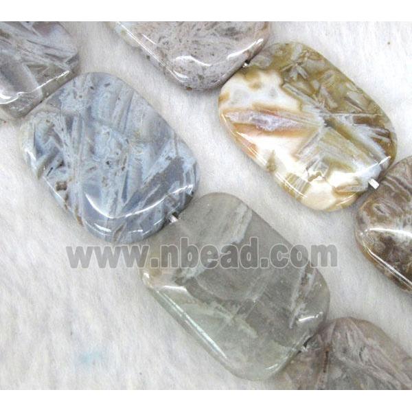 gray Bamboo Agate beads, rectangle