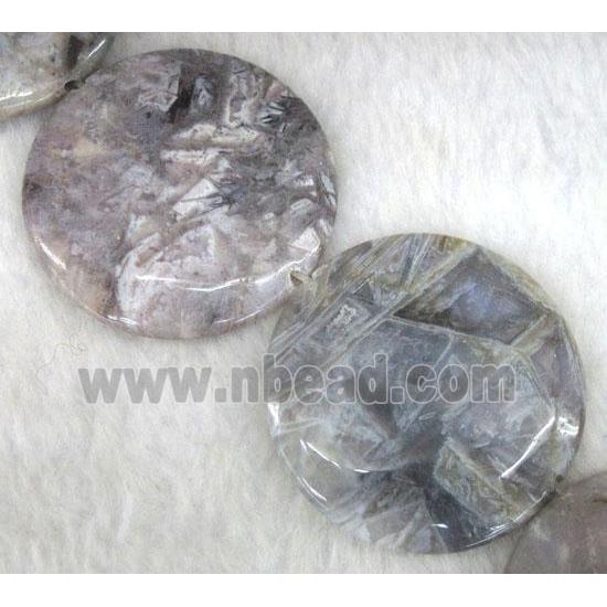 gray Bamboo Agate beads, faceted circle