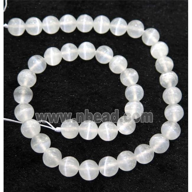 round Calcite beads, white