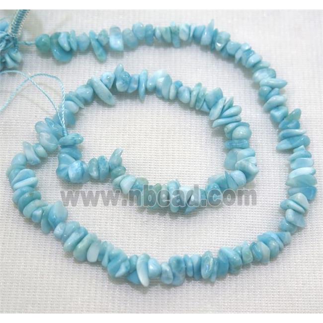 blue Larimar chip beads, freeform, AA-grade