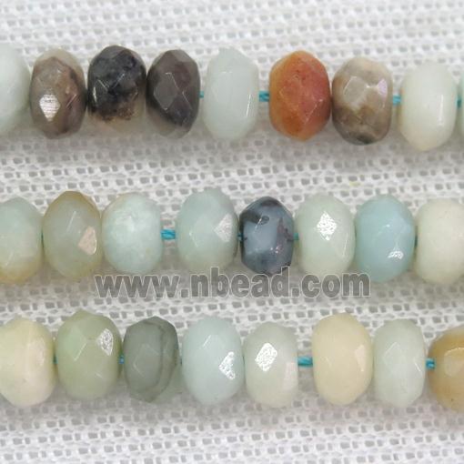Amazonite beads, faceted rondelle