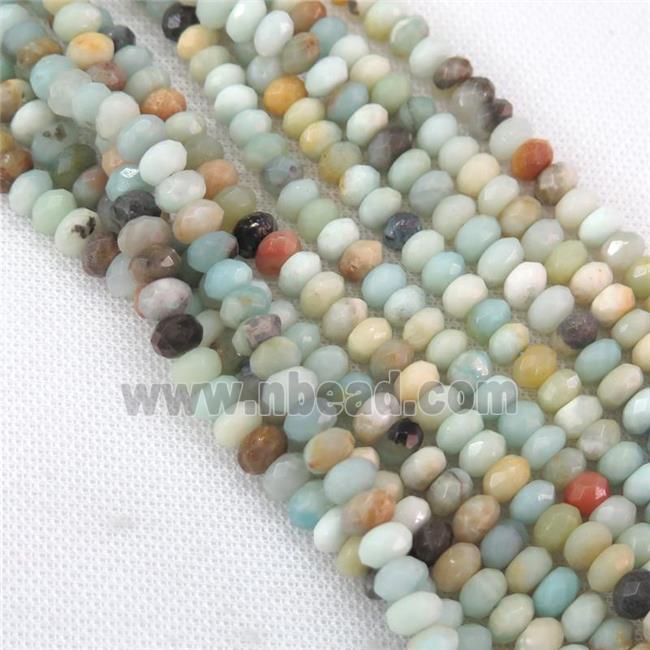 Amazonite beads, faceted rondelle