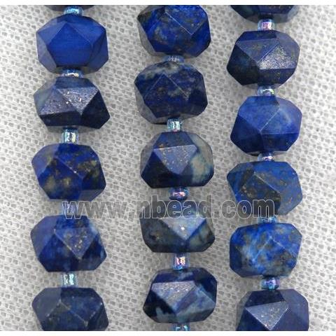 blue lapis beads, faceted rondelle