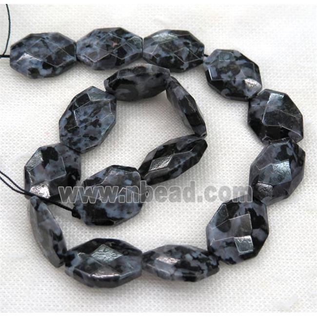 black Feldspar slice beads, faceted freeform