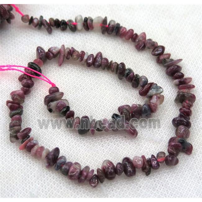 pink tourmaline chip beads