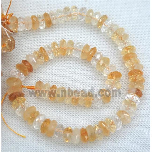 faceted Citrine rondelle beads, yellow