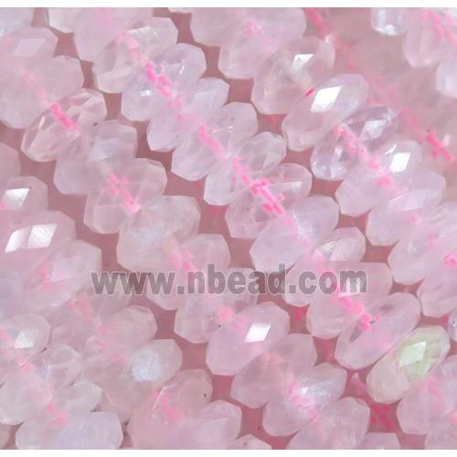 faceted Rose Quartz rondelle beads, pink