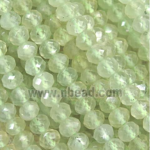 faceted prehnite rondelle beads, green