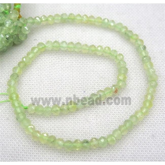 faceted prehnite rondelle beads, green