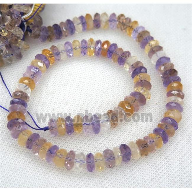 faceted Ametrine rondelle beads, purple, yellow