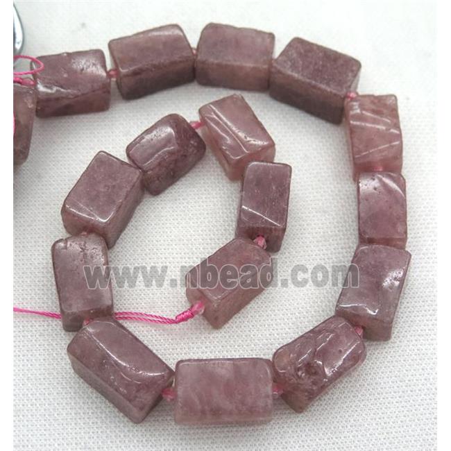 Strawberry quartz cuboid beads