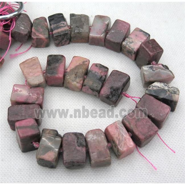 Rhodonite cuboid beads, pink
