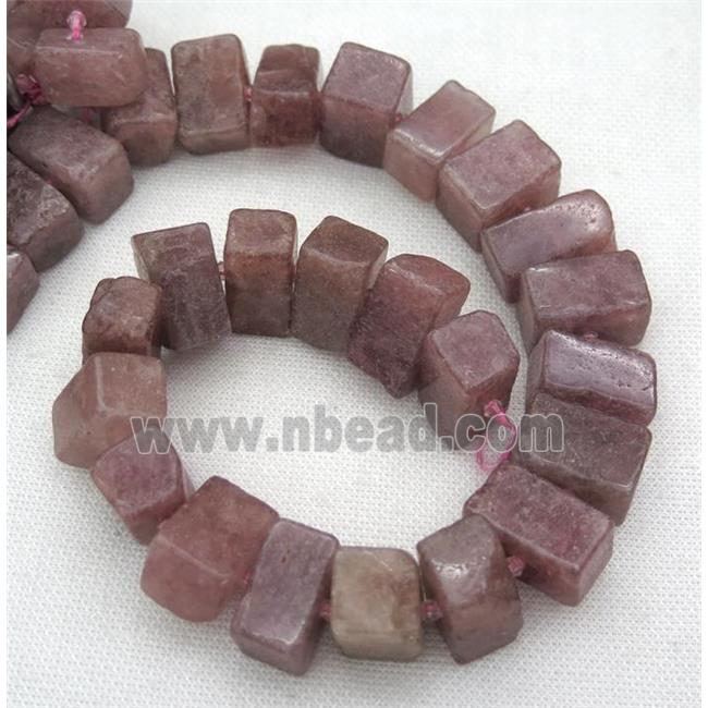 Strawberry Quartz cuboid beads, pink
