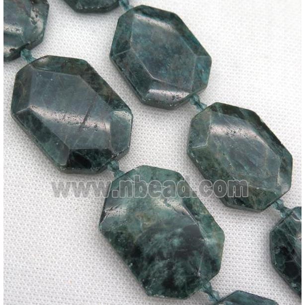 natural Green Apatite slice beads, faceted freeform