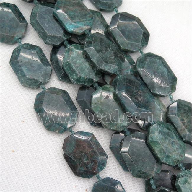natural Green Apatite slice beads, faceted freeform