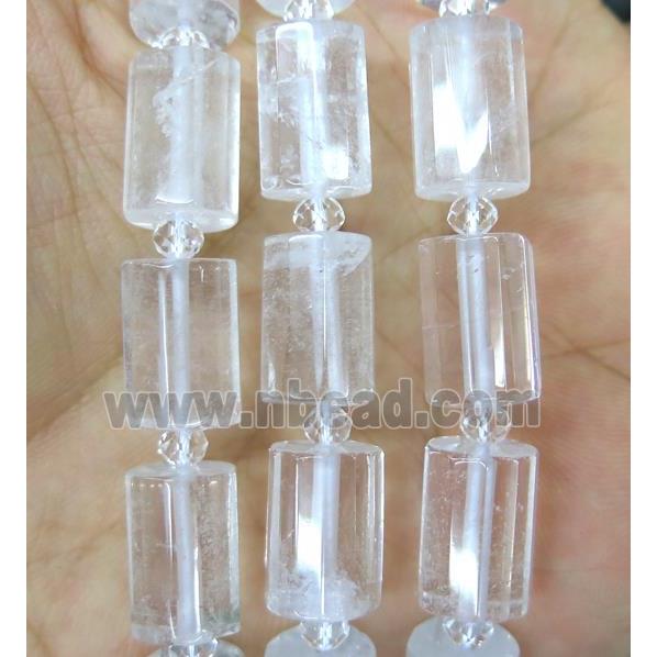 faceted Clear Quartz tube beads