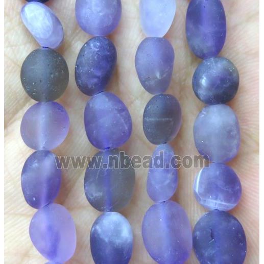 matte purple Amethyst pebble beads, freeform