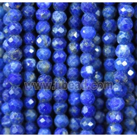 faceted round Lapis Lazuli tiny beads, blue