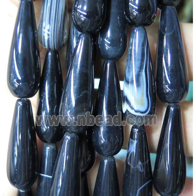 black agate bead, teardrop