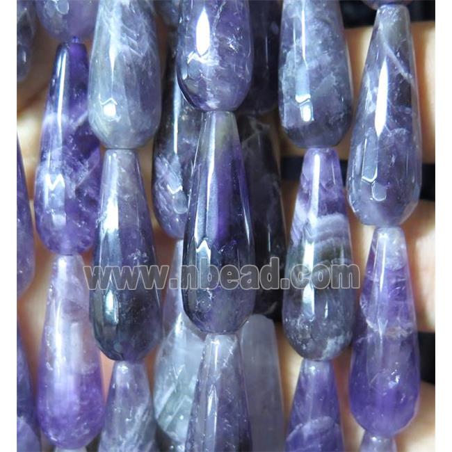 purple Amethyst bead, faceted teardrop