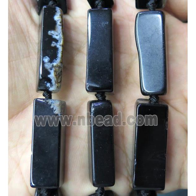 black agate cuboid beads