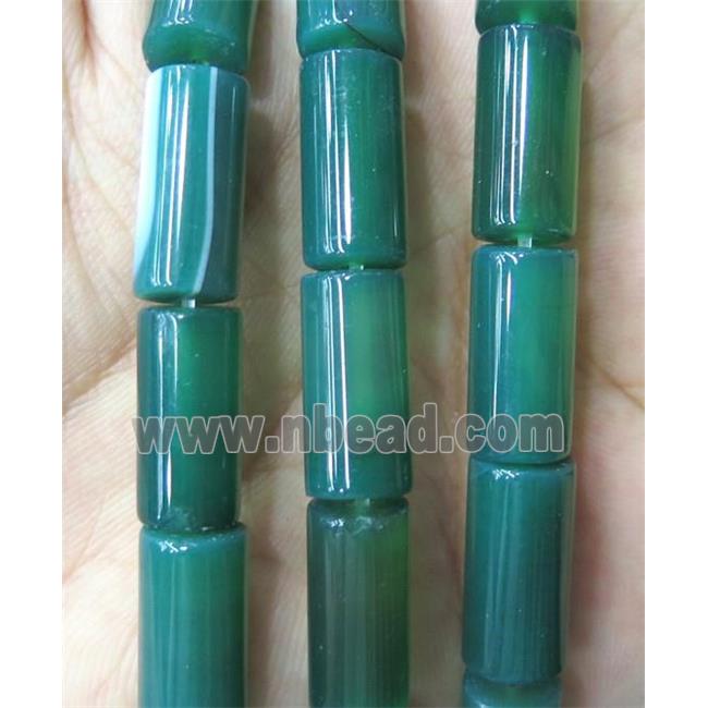 green Agate tube beads