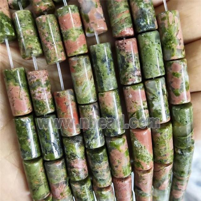 green unakite tube beads