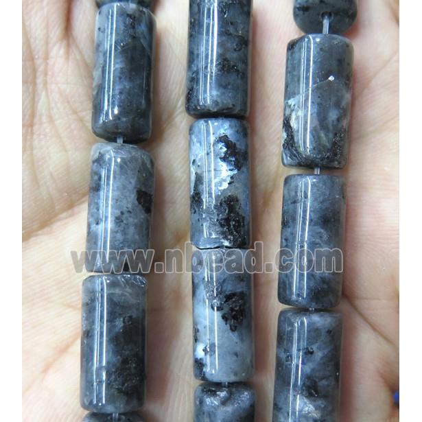 black larvikite Labradorite tube beads