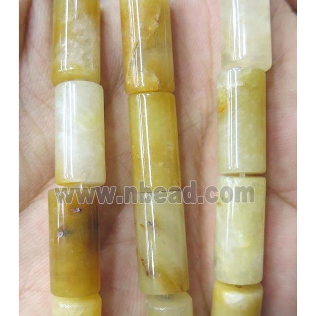 yellow jade tube beads