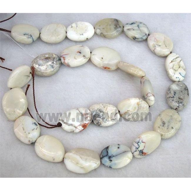 white Peruvian Moss Spal stone beads, oval