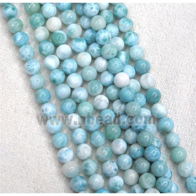 natural Larimar beads, round, blue, AAA-grade