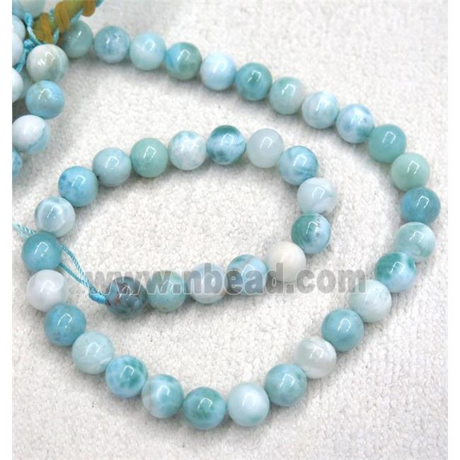 natural Larimar beads, round, blue, AAA-grade