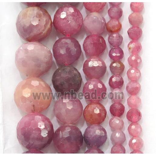 natural Ruby beads, faceted round