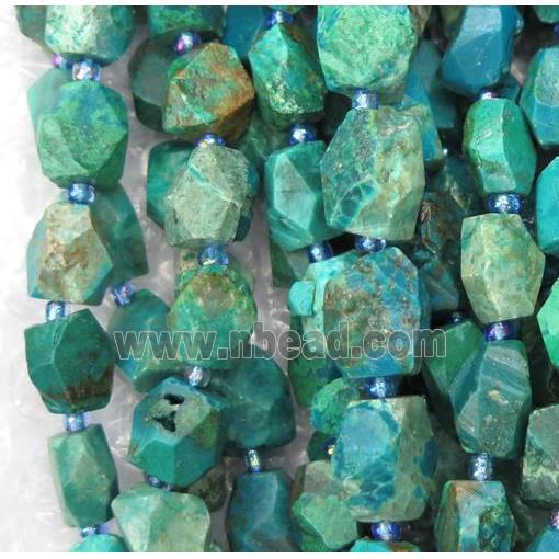 green Chrysocolla chip beads, faceted freeform