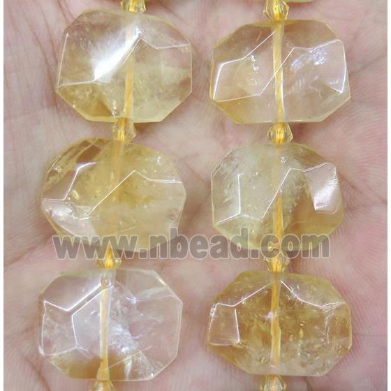 yellow citrine nugget beads, faceted rectangle