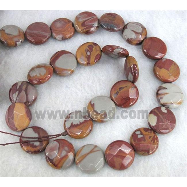natural Noreena jasper beads, faceted flat round