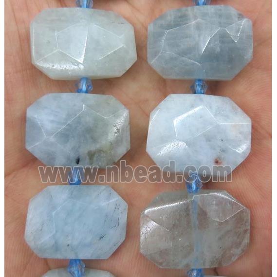Aquamarine nugget beads, faceted rectangle, B-grade